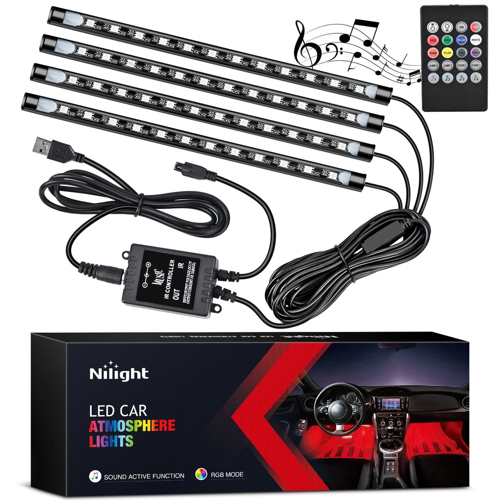إضاءة داخلية للسيارة USB RGB شرائط إضاءة 4 قطع