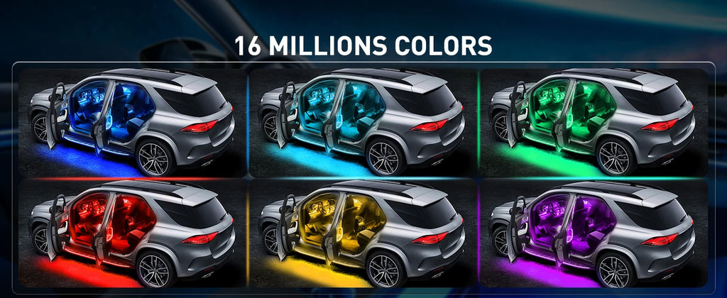 إضاءة داخلية للسيارة USB RGB شرائط إضاءة 4 قطع