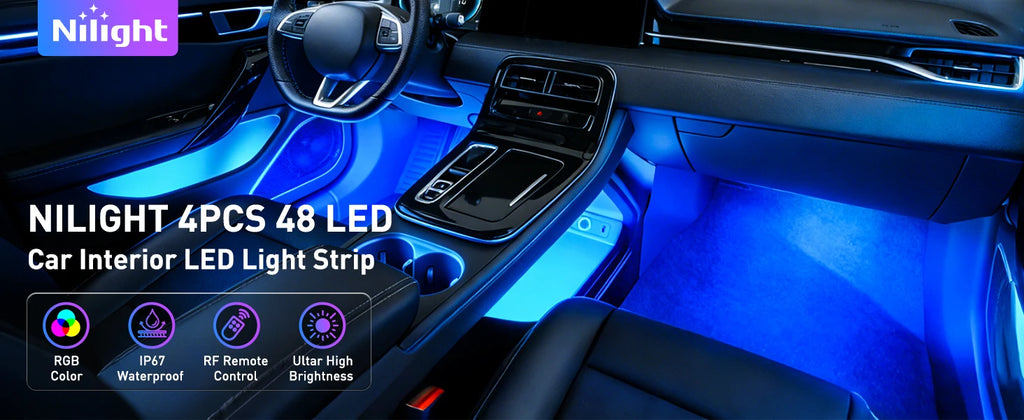 إضاءة داخلية للسيارة USB RGB شرائط إضاءة 4 قطع