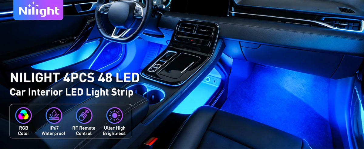 إضاءة داخلية للسيارة USB RGB شرائط إضاءة 4 قطع
