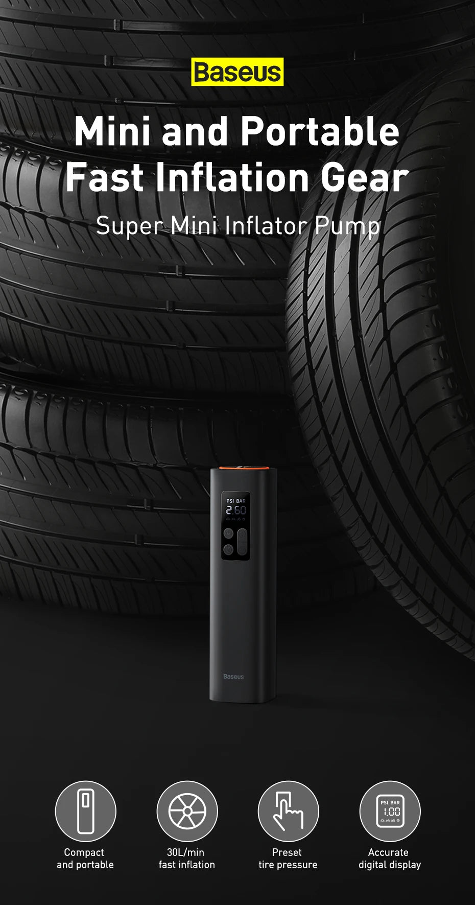 Smart 12V Tire Inflator Pump