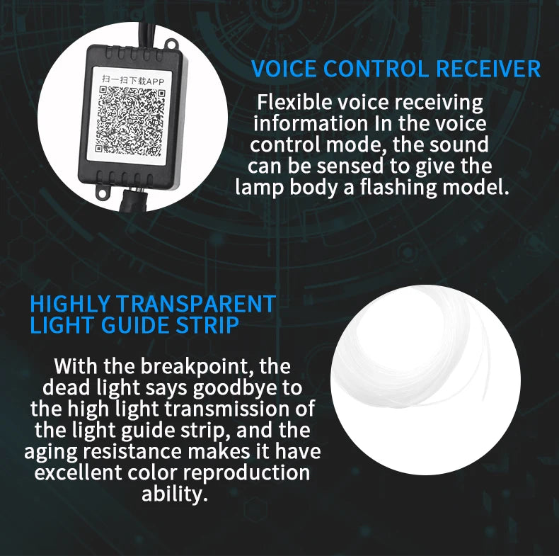 6in1 RGB Fiber Optic Car Ambient Light 8M