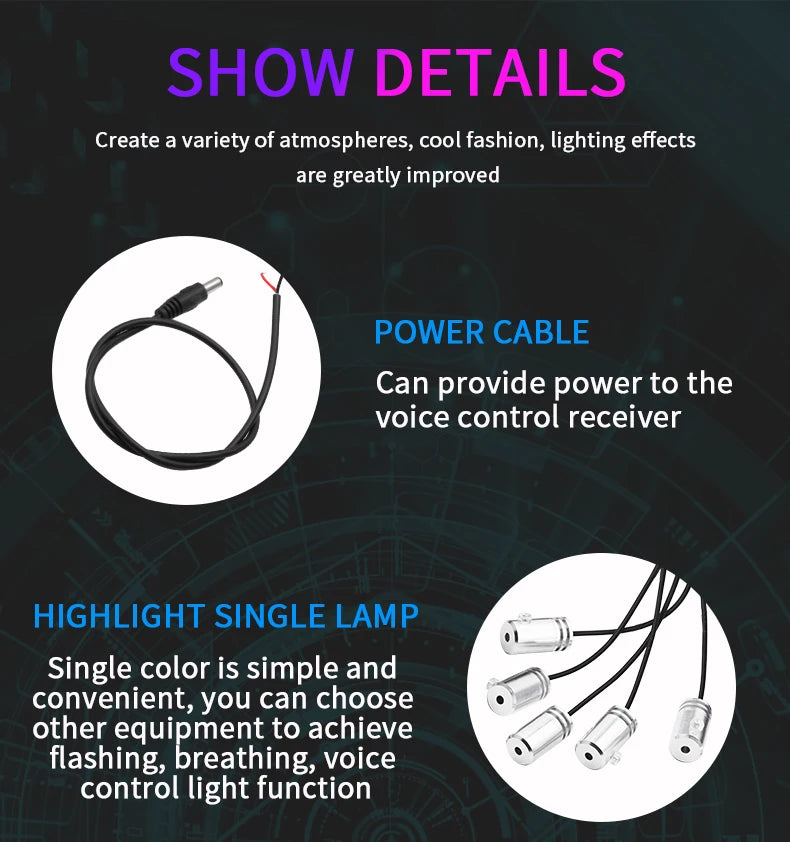 6in1 RGB Fiber Optic Car Ambient Light 8M