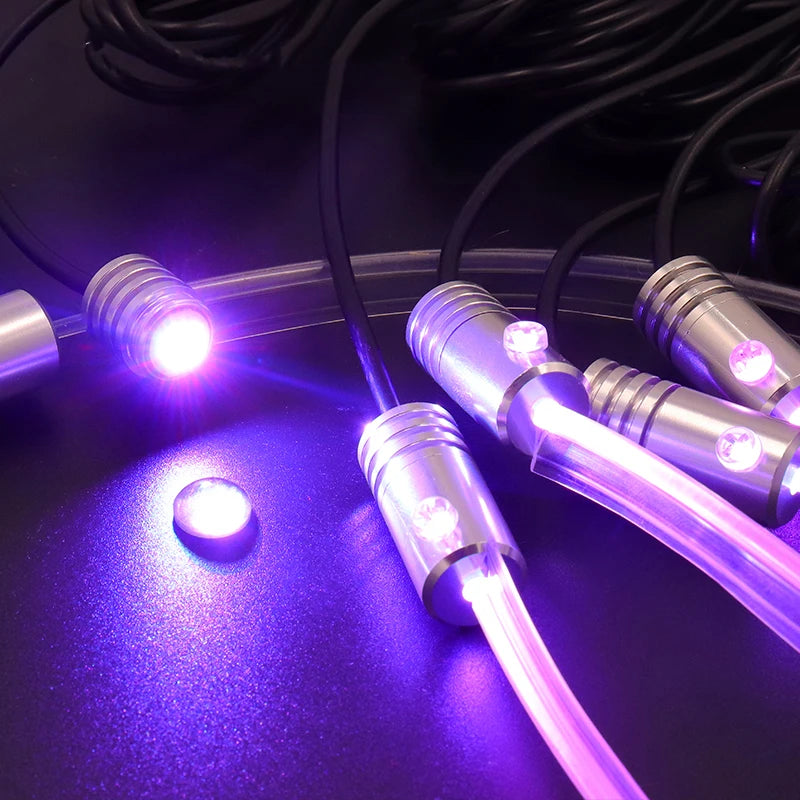 إضاءة محيطية للسيارة 6 في 1 بألياف ضوئية RGB بطول 8 متر