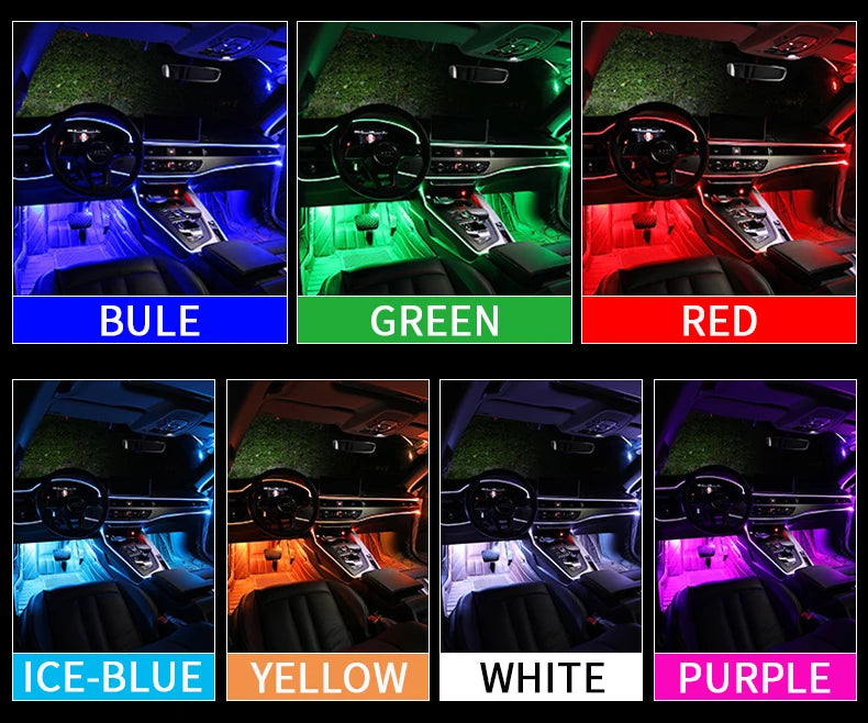 6in1 RGB Fiber Optic Car Ambient Light 8M