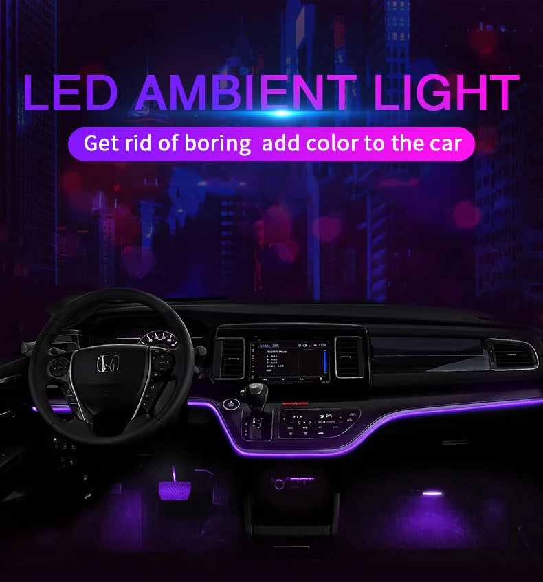 6in1 RGB Fiber Optic Car Ambient Light 8M