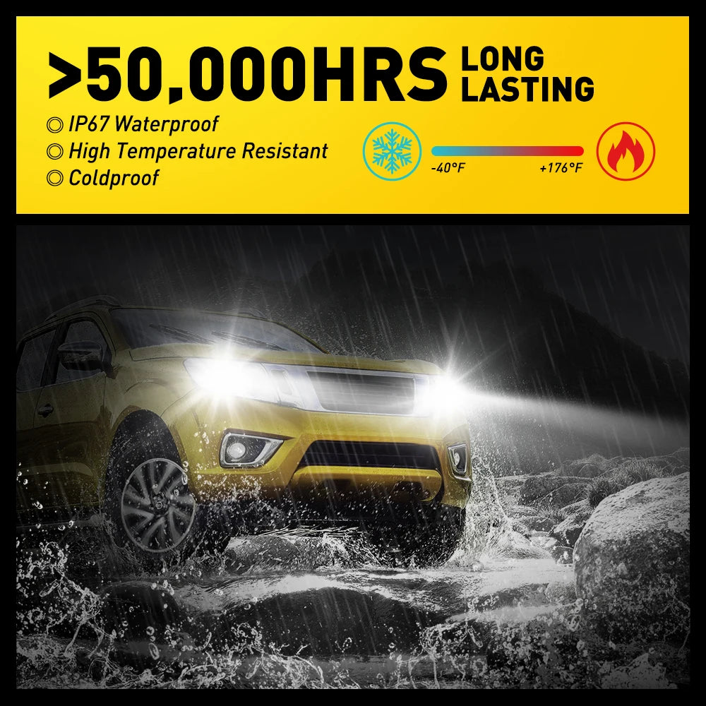 مصباح أمامي LED من AUXITO بقوة 20000 لومن و100 واط مع ناقل CANbus