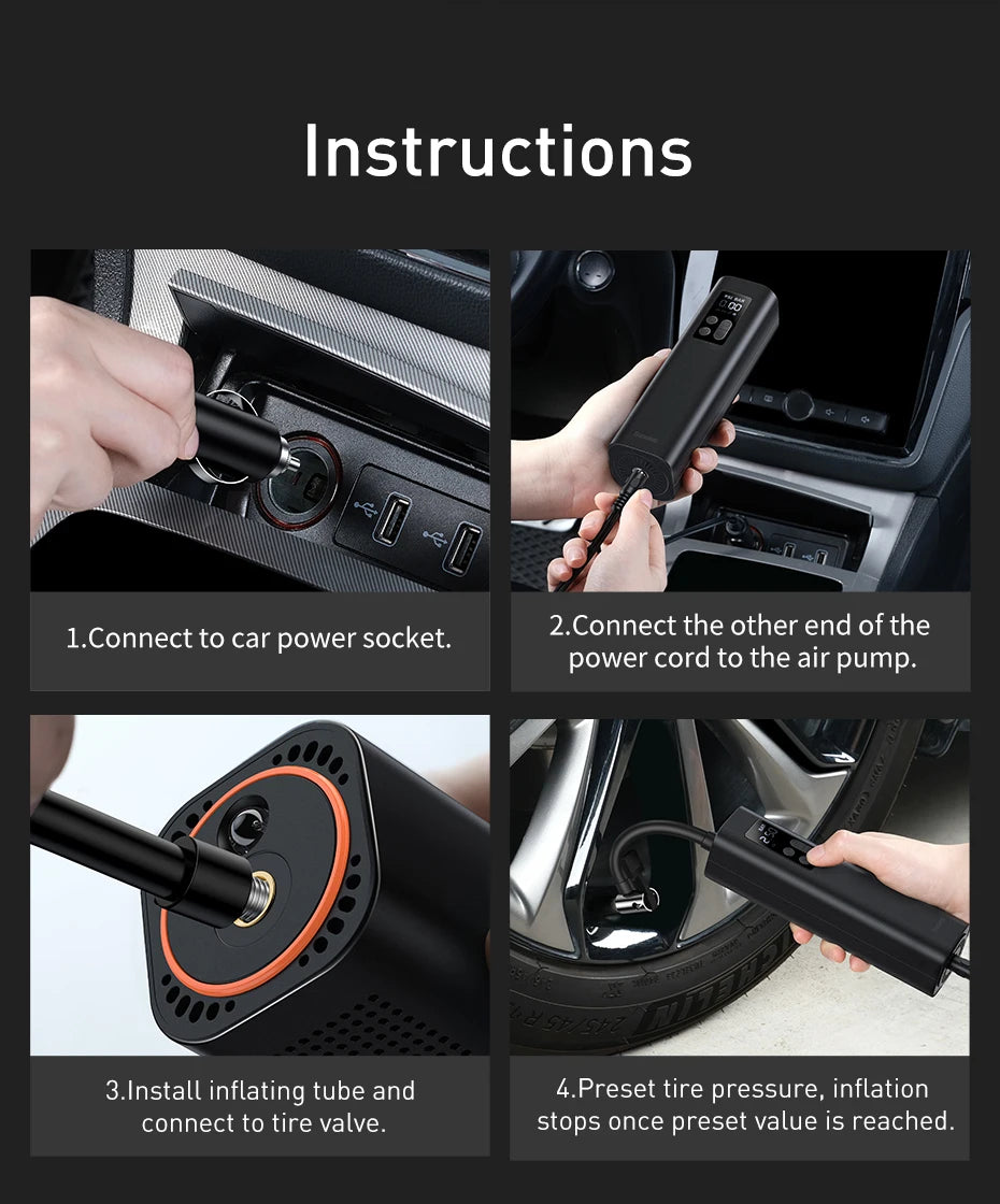 Smart 12V Tire Inflator Pump