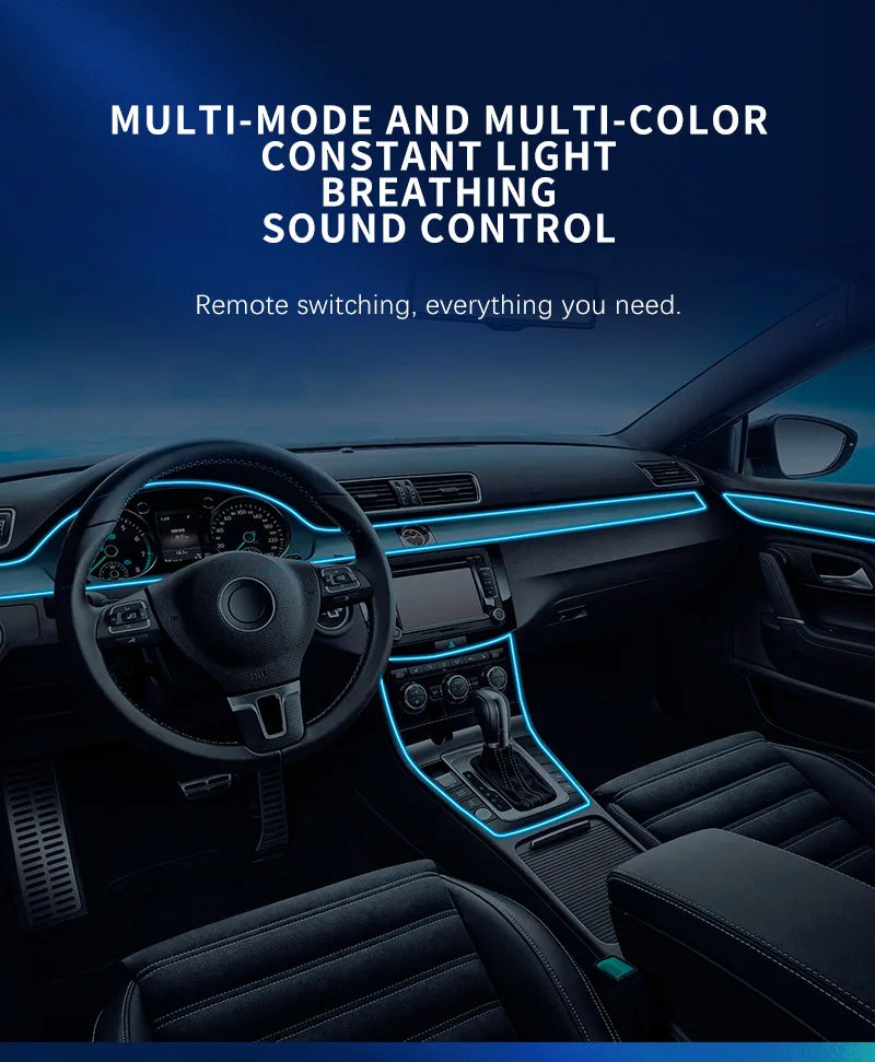 3M Car RGB EL Wire LED USB Light