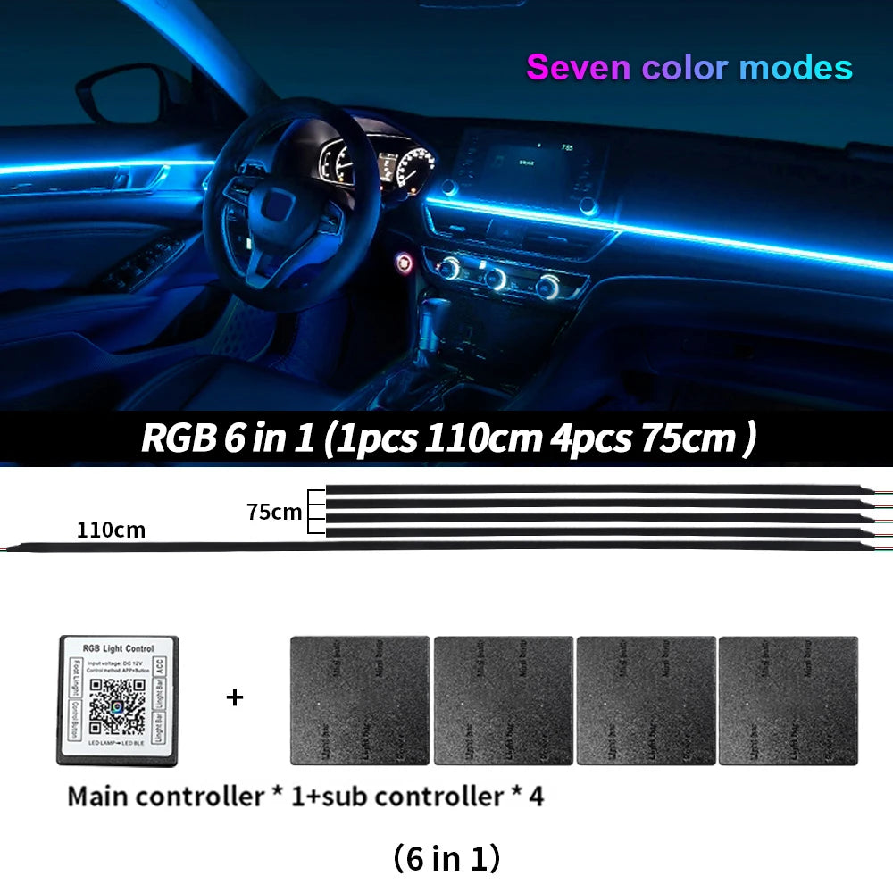 إضاءة محيطية للسيارة 18 في 1 RGB 64 لونًا