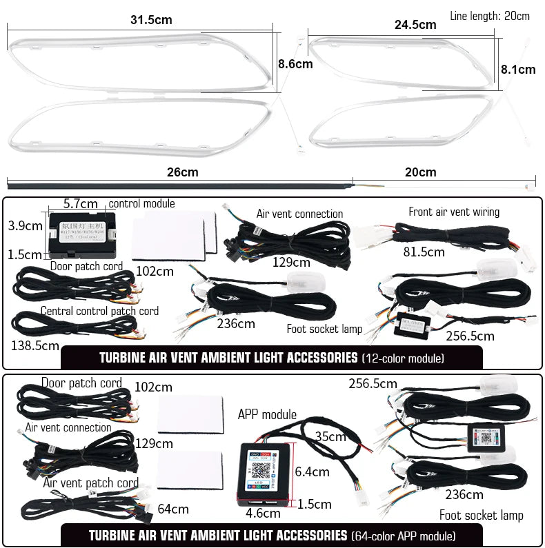 Mercedes Ambient Air Vent LED 64 Colors
