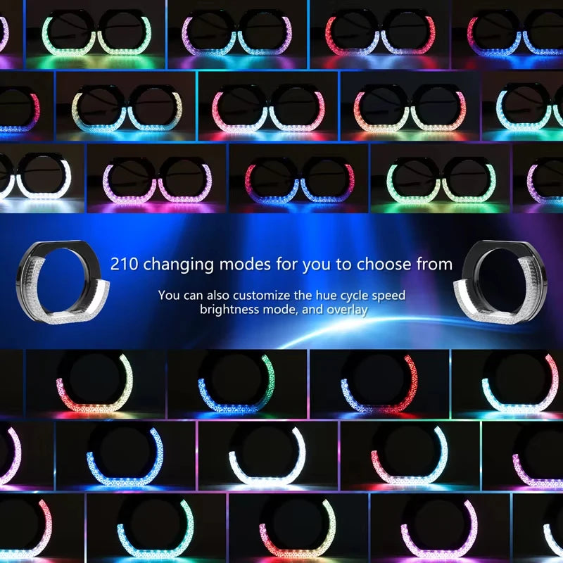 حلقة هالة مصابيح تحديد المواقع الأمامية LED RGB مقاس 3 بوصات