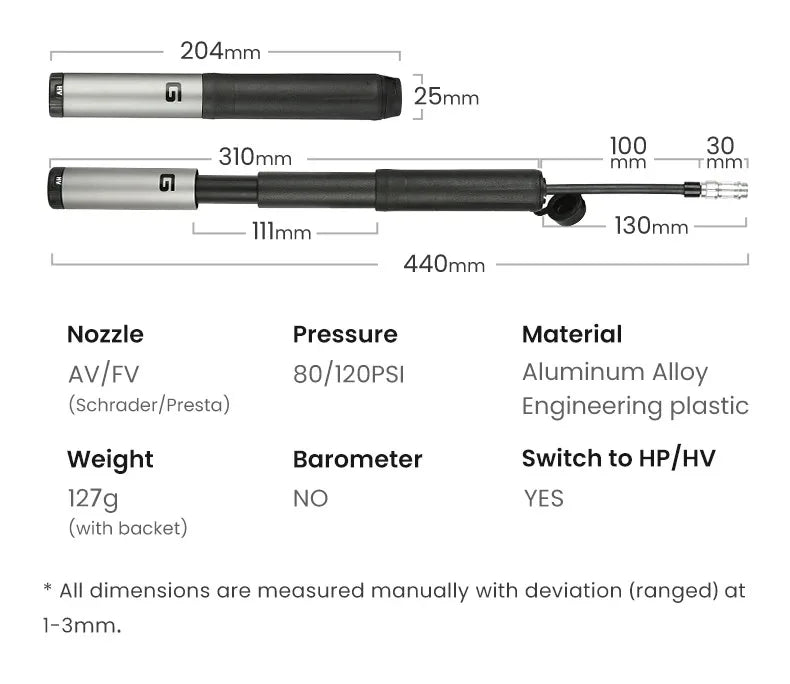 GIYO 120PSI Bike Hand Pump