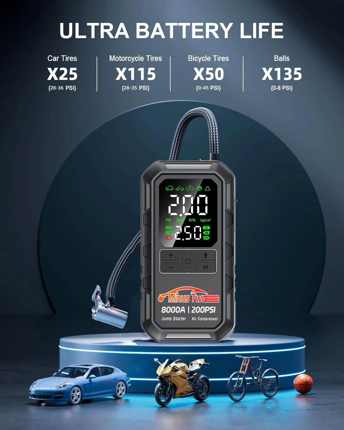 4-in-1 Car Jump Starter & Air Compressor
