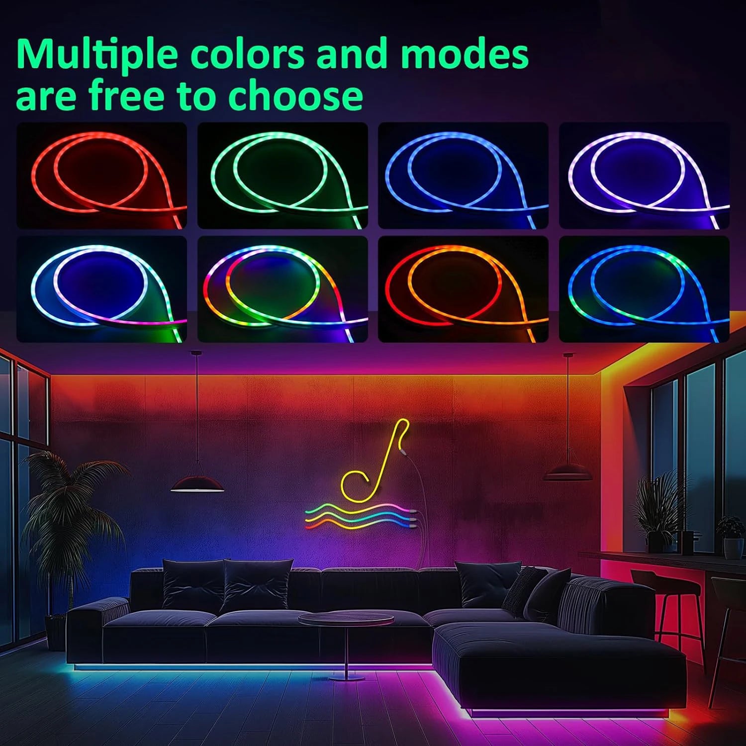 مصباح حبل نيون RGB LED للتحكم عن بعد بالتطبيق