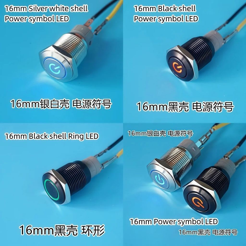 LED Push Button Switch 12/16/19/22mm