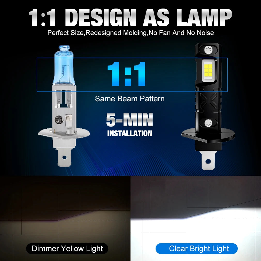 H1 مصباح أمامي LED بقوة 150 واط و 60000 لومن كانباص