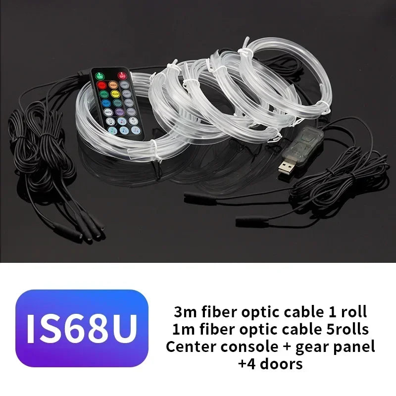 شريط إضاءة نيون LED داخلي للسيارة USB بطول 1 م/3 م/5 م