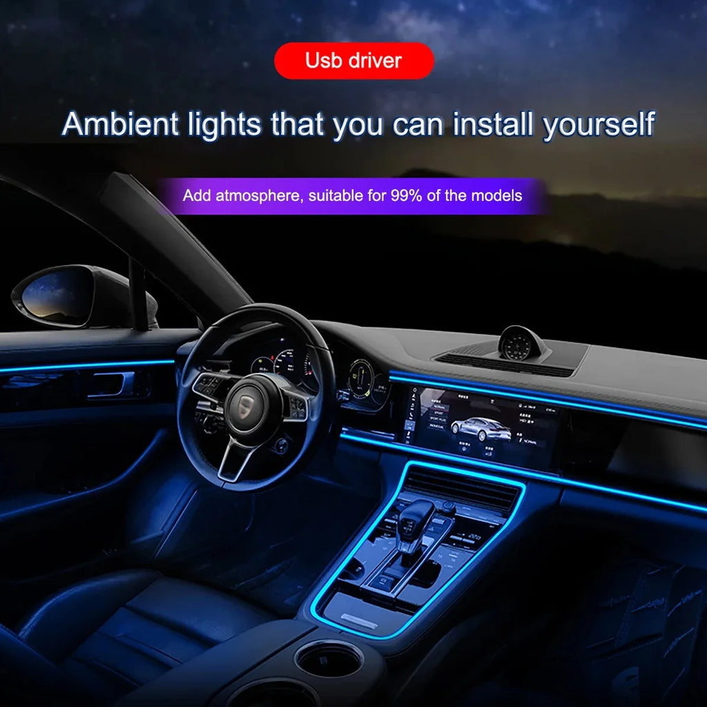 3M Car RGB EL Wire LED USB Light