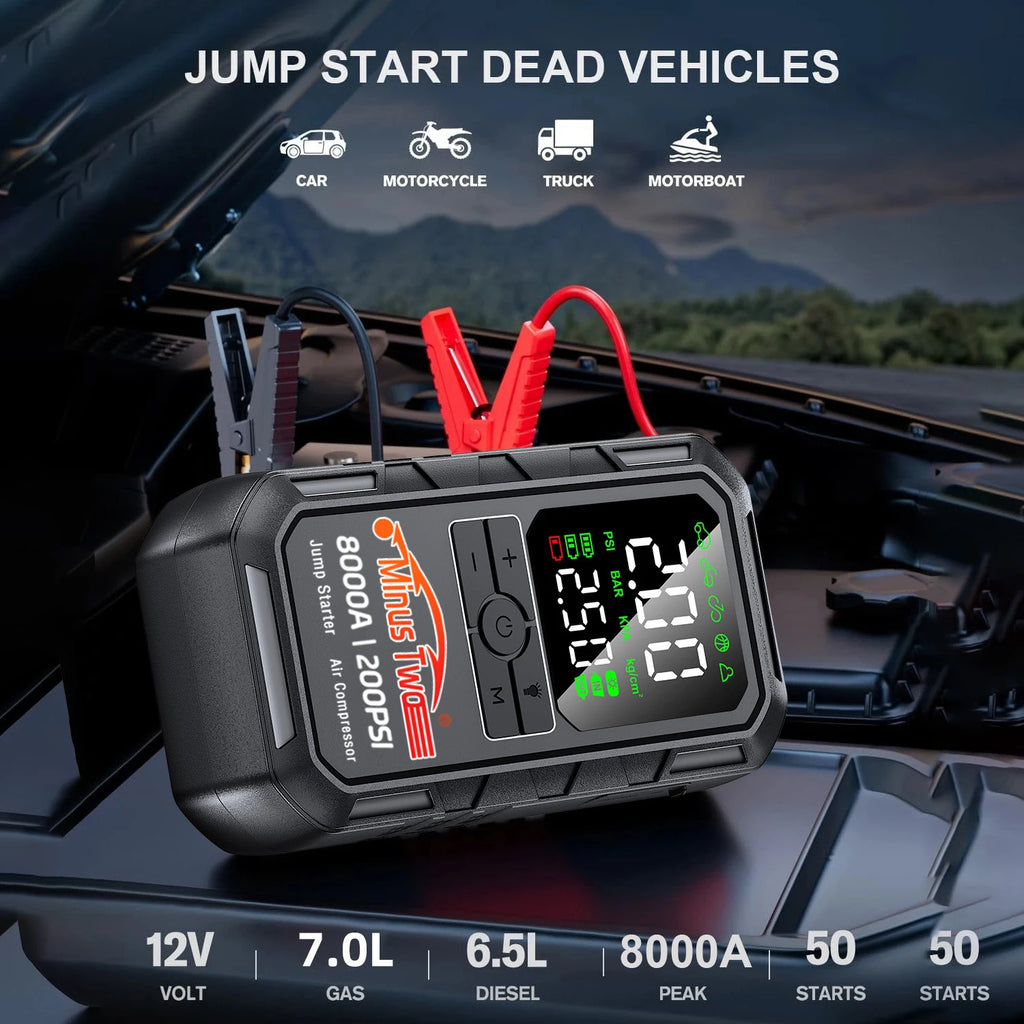 4-in-1 Car Jump Starter & Air Compressor