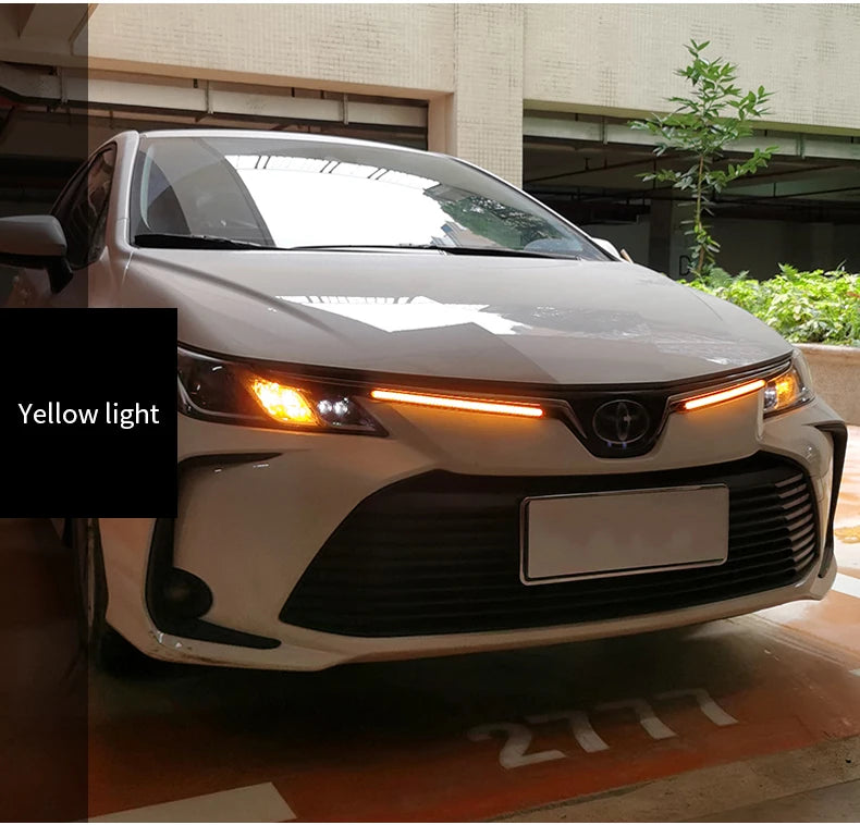 شريط LED DRL بجهد 12 فولت بإشارة انعطاف متدفقة (قطعتان)