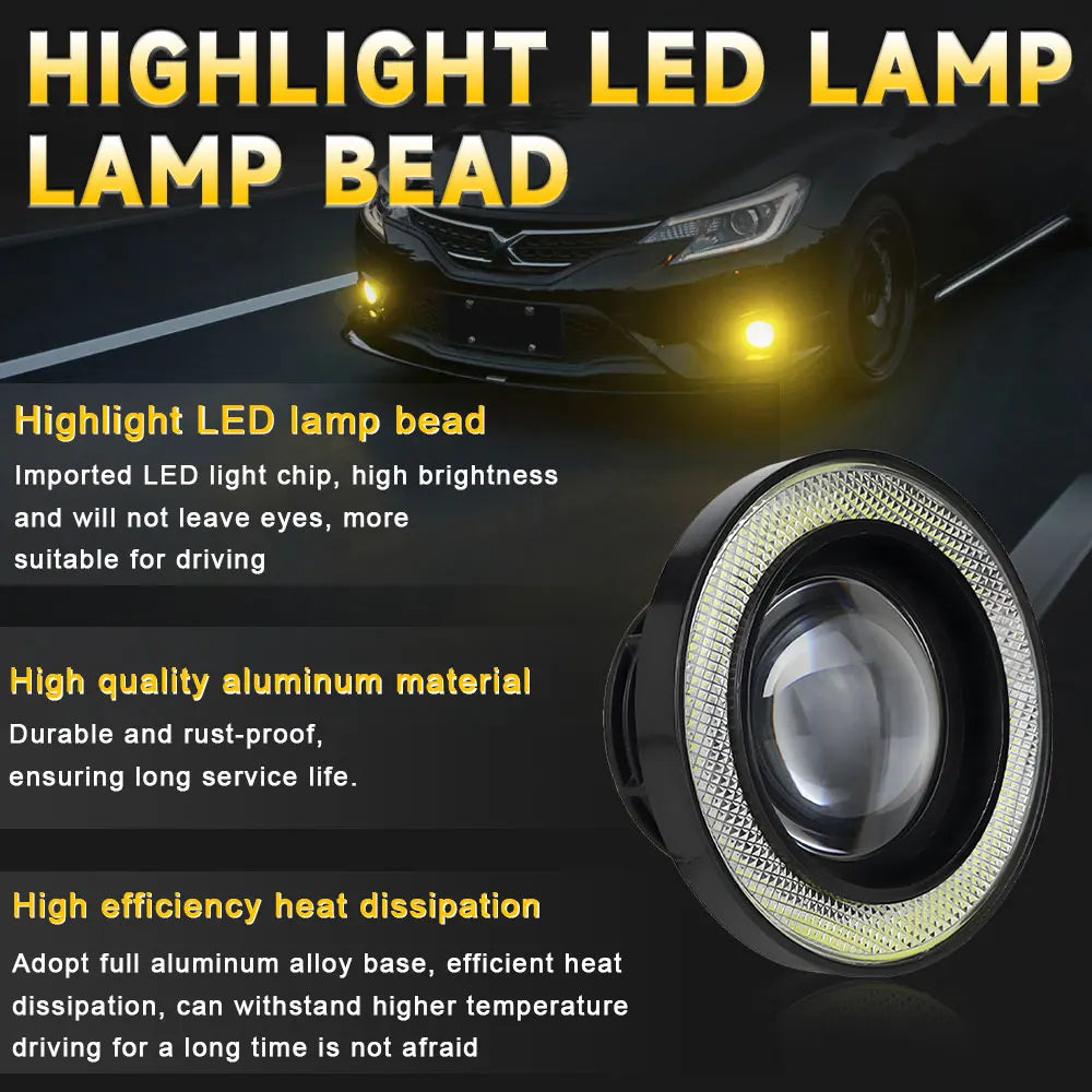 30W LED DRL Fog Light Angel Eye 12V