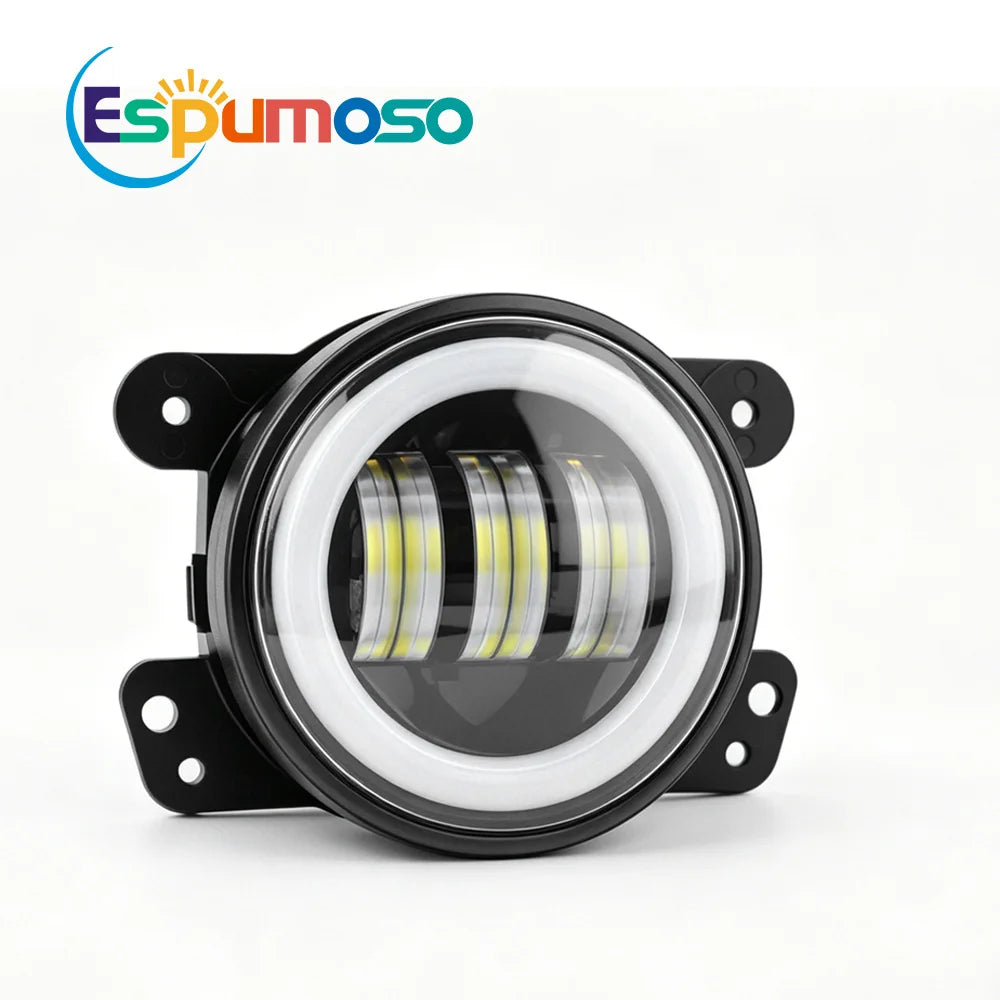 كشاف ضباب LED للسيارة بقوة 50 واط مع هالة ضوئية DRL (قطعتان)