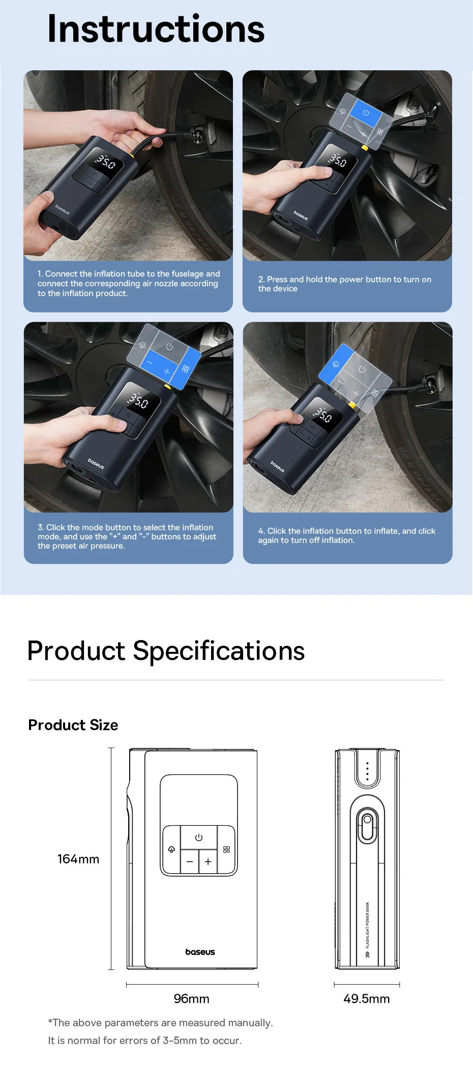 Baseus 2-in-1 Tire Inflator 6000mAh