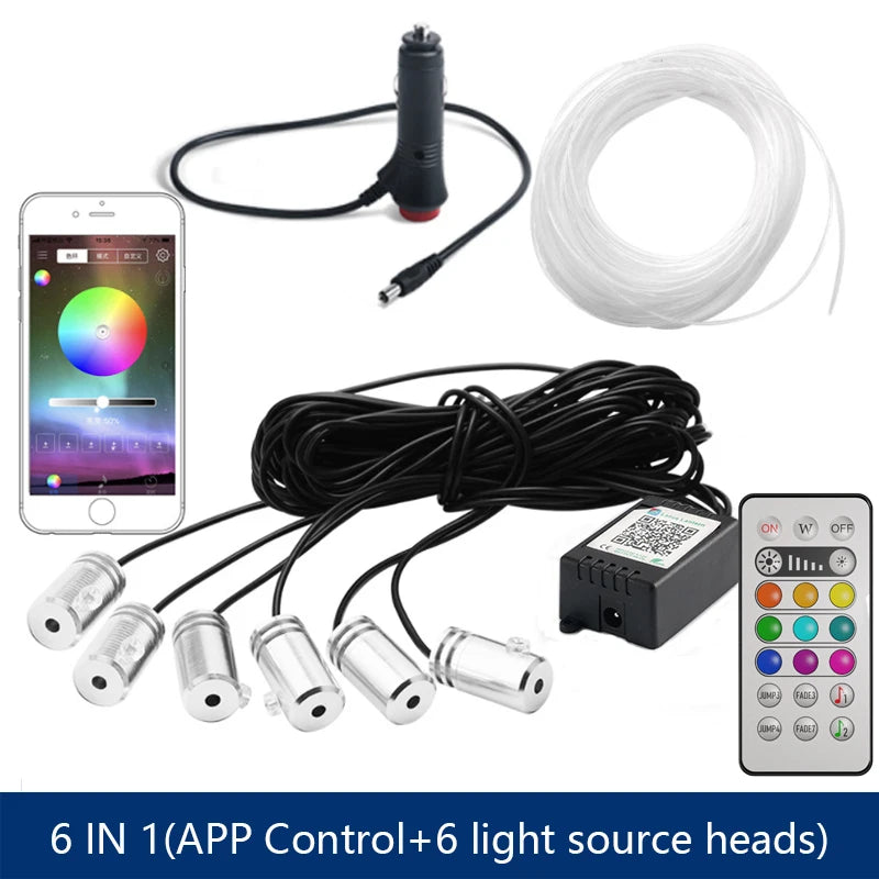 6in1 RGB Fiber Optic Car Ambient Light 8M