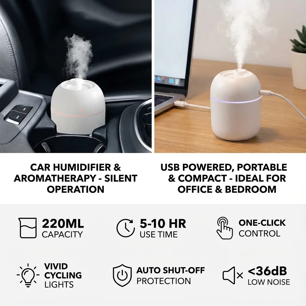 مرطب هواء بضباب USB سعة 220 مل