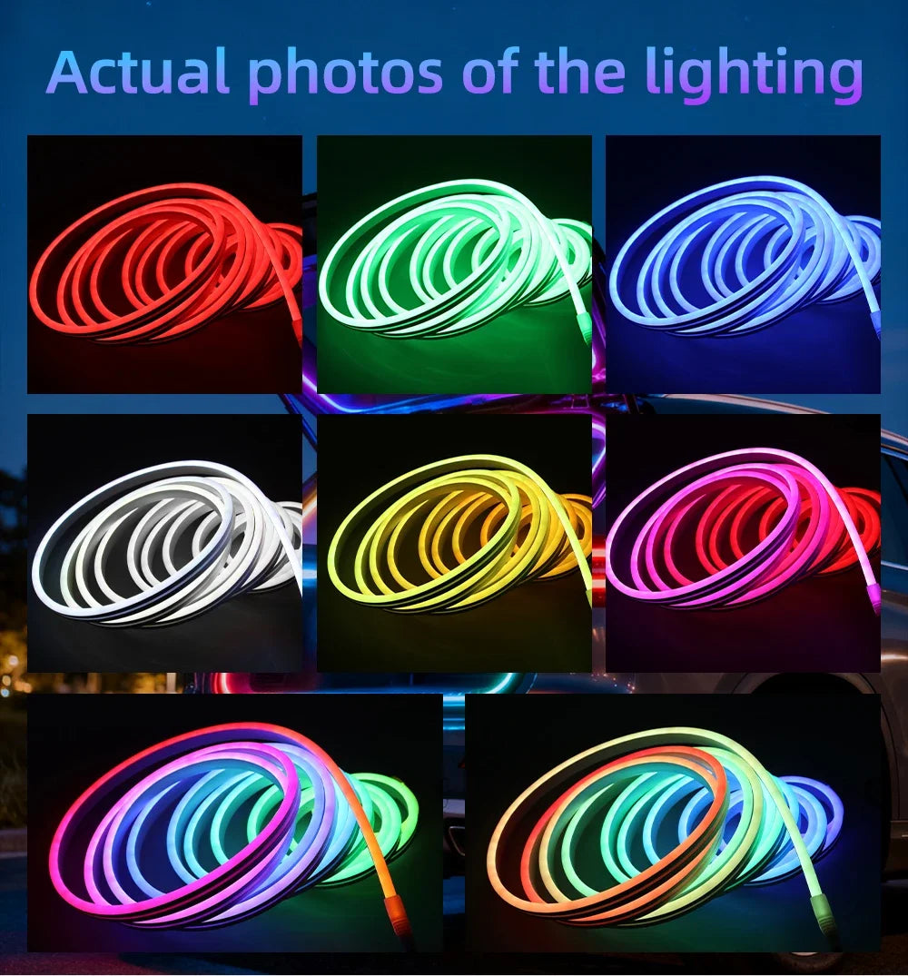 إضاءة LED محيطية لصندوق السيارة بتقنية RGB والتحكم عبر التطبيق