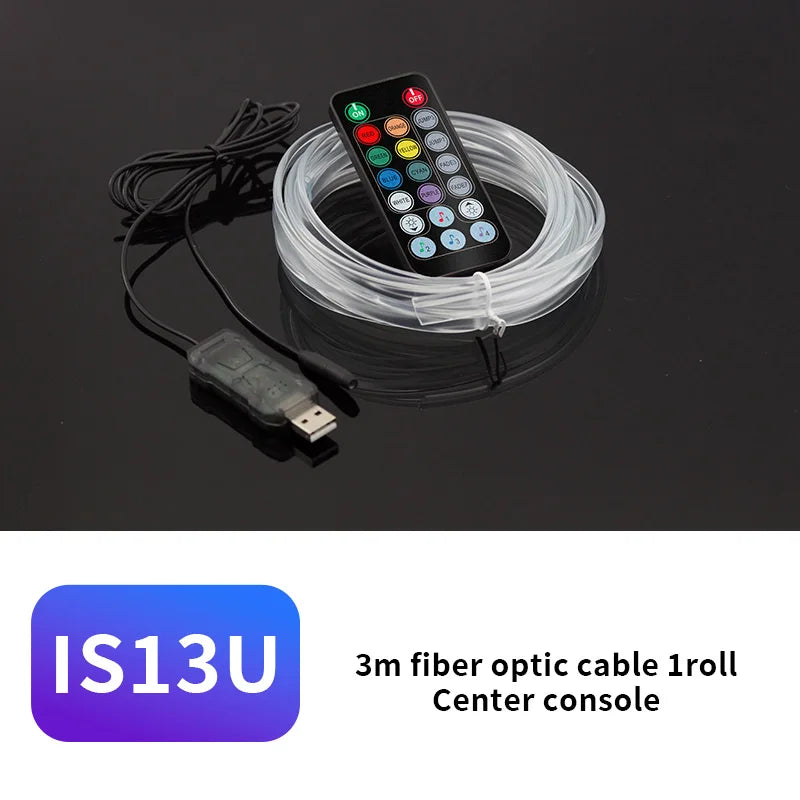 سلك إضاءة LED USB RGB EL للسيارة 3M