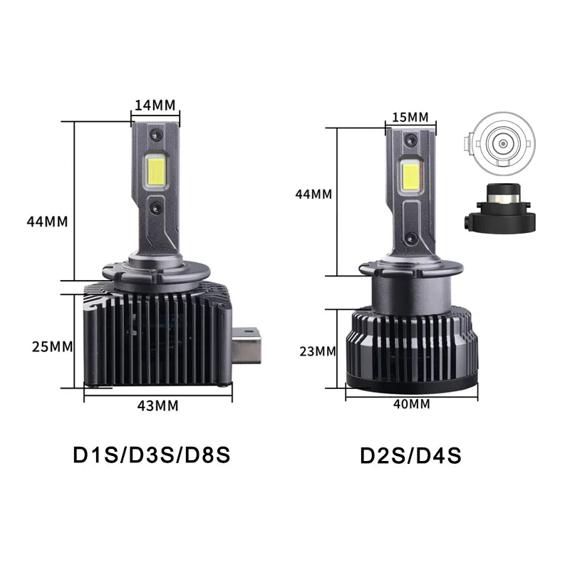 مصباح أمامي LED D1S–D8S بقوة 35 واط و30000 لومن مع نظام Canbus