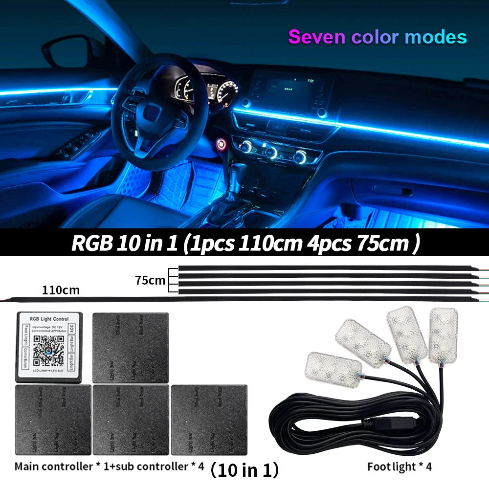 إضاءة محيطية للسيارة 18 في 1 RGB 64 لونًا