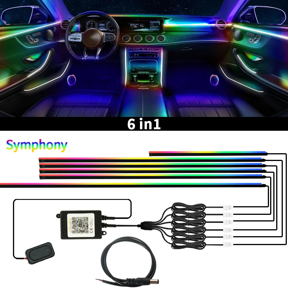 إضاءة داخلية للسيارة 18 في 1 بخاصية التحكم عبر التطبيق RGB