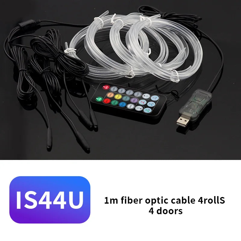 سلك إضاءة LED USB RGB EL للسيارة 3M
