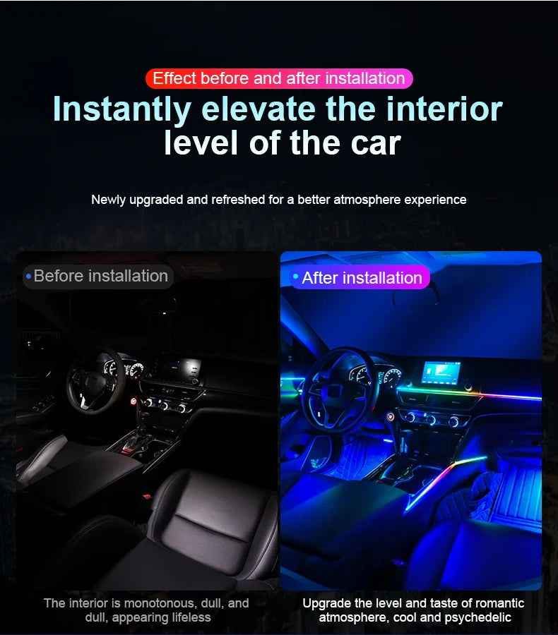 إضاءة محيطية للسيارة 18 في 1 RGB 64 لونًا