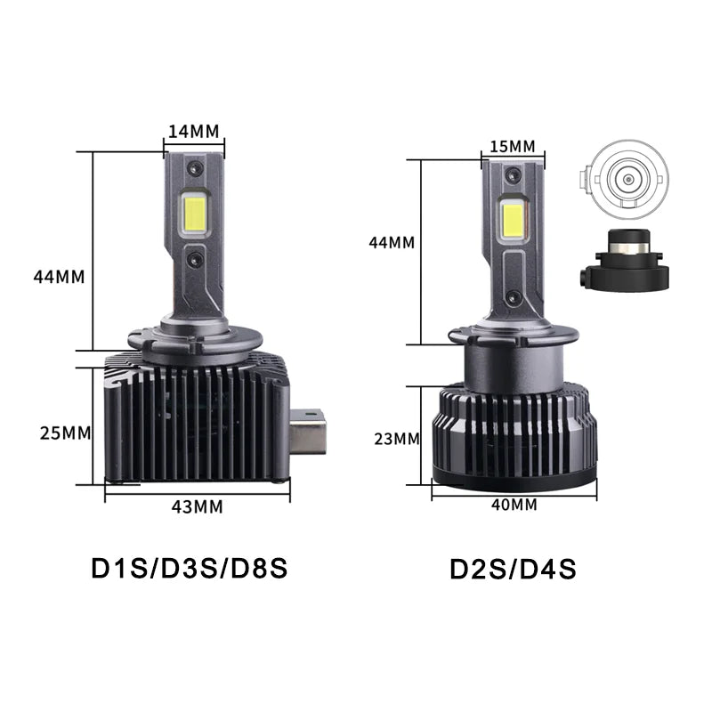 مصباح أمامي LED D1S–D8S بقوة 35 واط و30000 لومن مع نظام Canbus