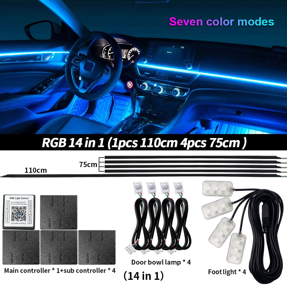 إضاءة محيطية للسيارة 18 في 1 RGB 64 لونًا