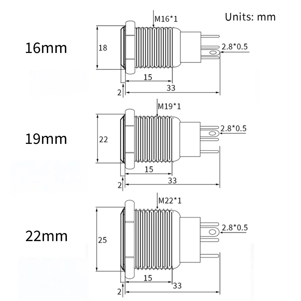 Metal Push Button Switch 12V (5PCS)