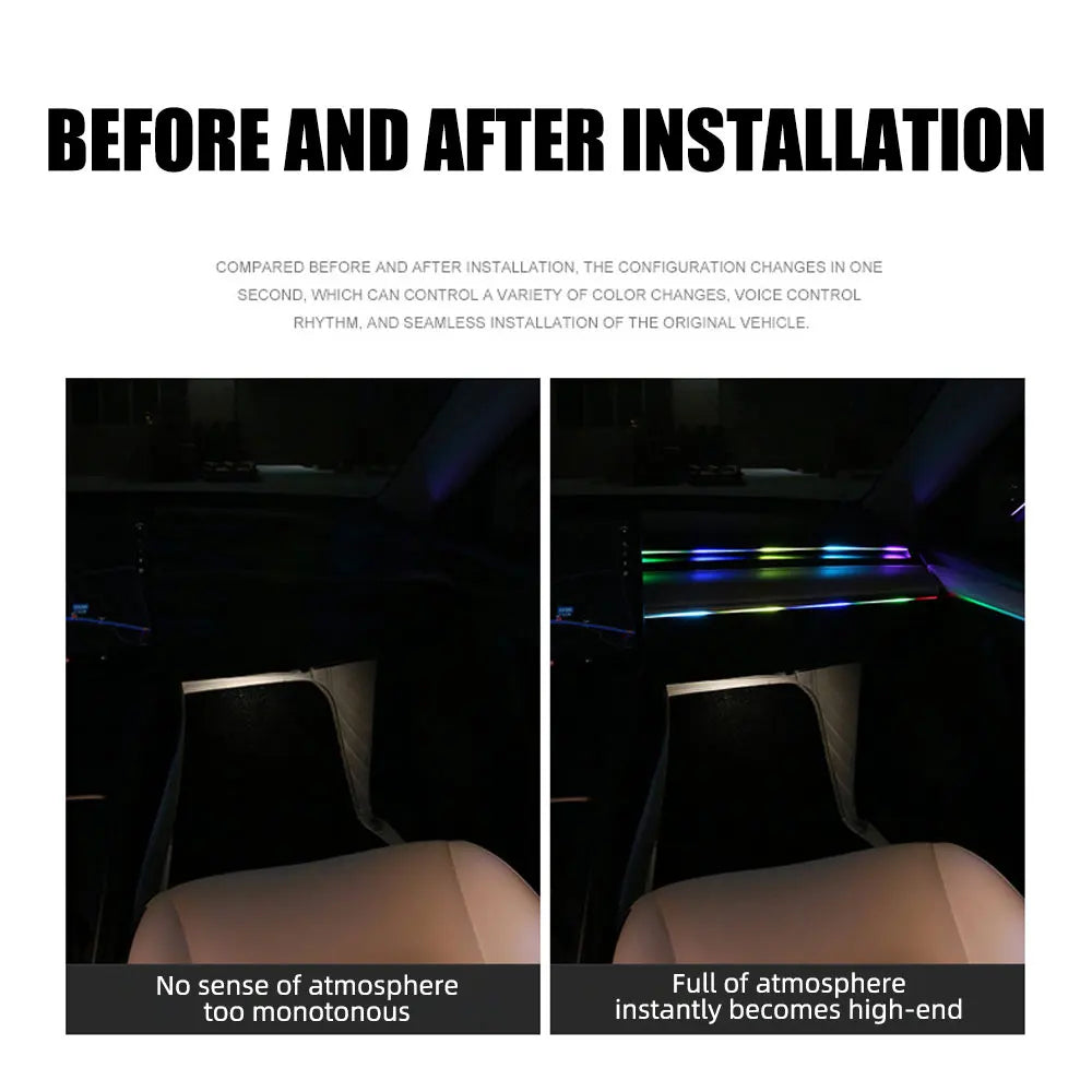 شريط إضاءة محيطي لسقف السيارة بطول 110 سم RGB