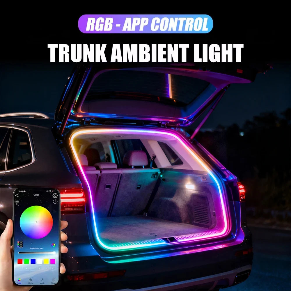 إضاءة LED محيطية لصندوق السيارة بتقنية RGB والتحكم عبر التطبيق