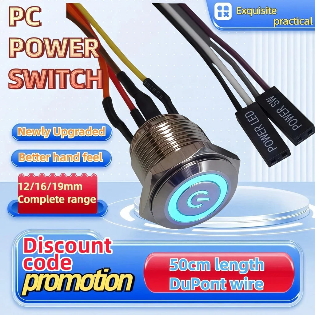 LED Push Button Switch 12/16/19/22mm