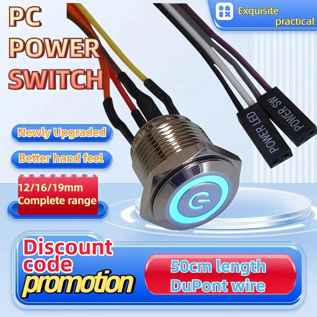 LED Push Button Switch 12/16/19/22mm