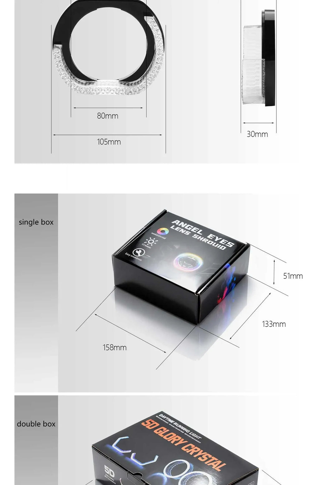 حلقة هالة مصابيح تحديد المواقع الأمامية LED RGB مقاس 3 بوصات