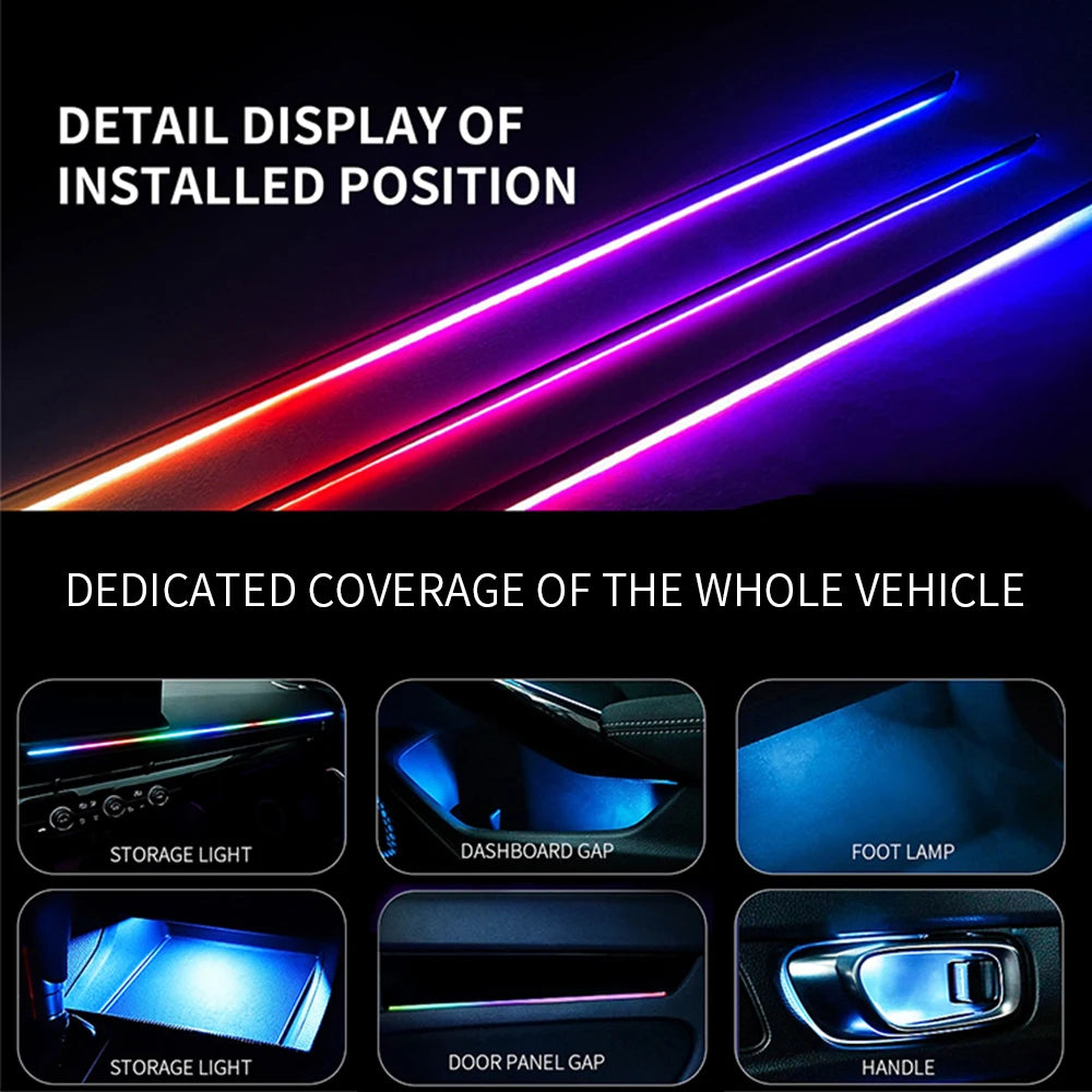 إضاءة داخلية للسيارة 18 في 1 بخاصية التحكم عبر التطبيق RGB