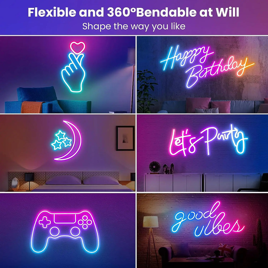 مصباح حبل نيون RGB LED للتحكم عن بعد بالتطبيق