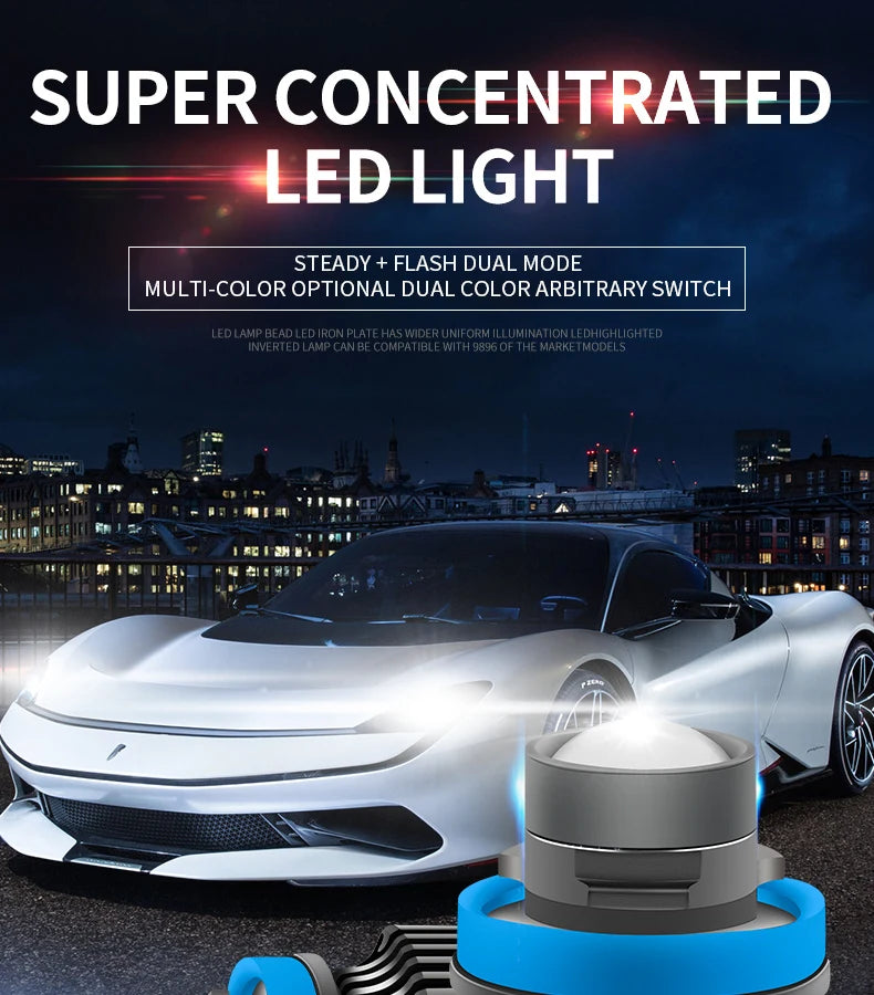 H11 Dual Color LED Laser Fog Light
