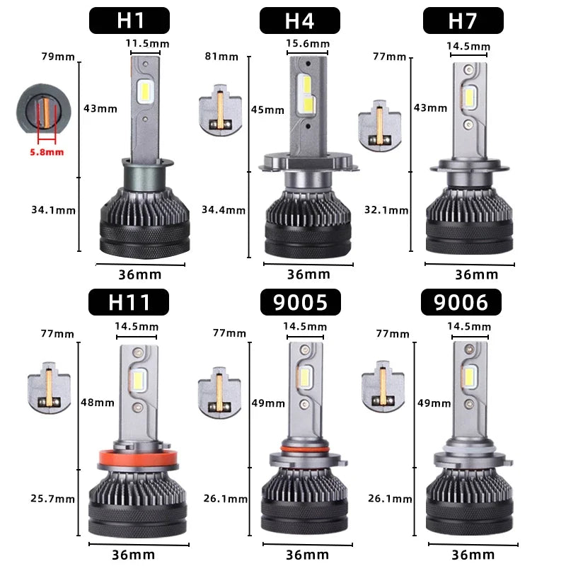 كشافات LED H7/H4 بقدرة 200 واط و30000 لومن و12 فولت/24 فولت