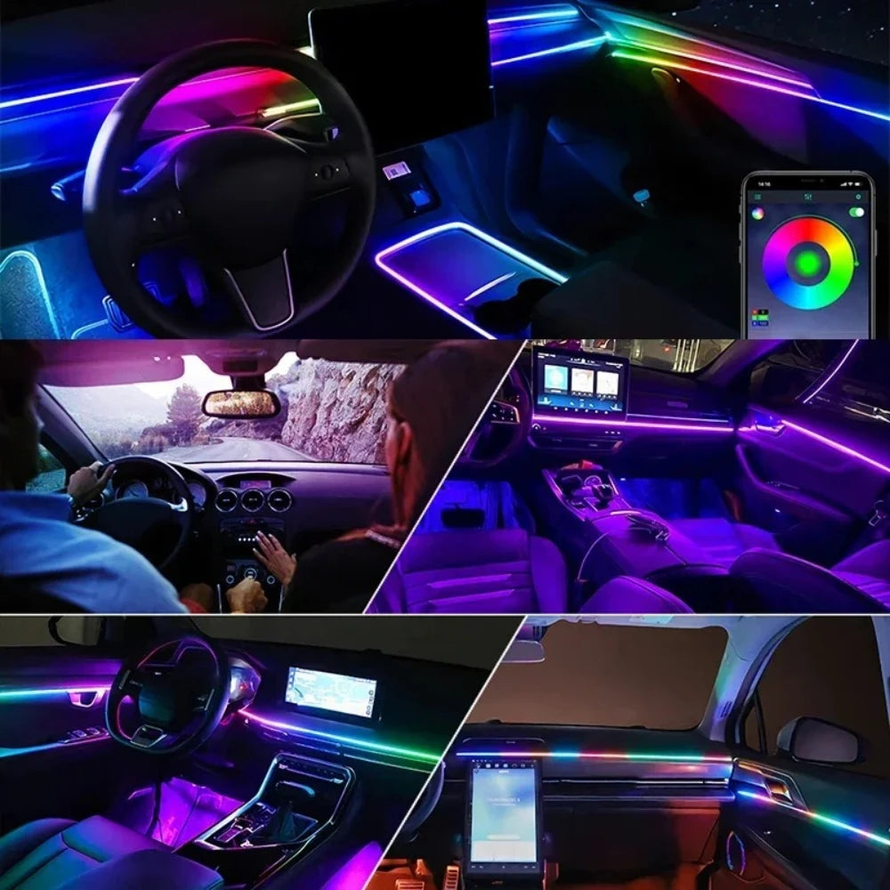 إضاءة داخلية للسيارة 18 في 1 بخاصية التحكم عبر التطبيق RGB